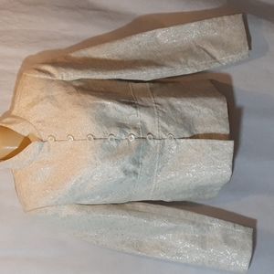 Janeville NWT Womens 12 Blazer Ivory Metallic Silver Floral Lined Jacket